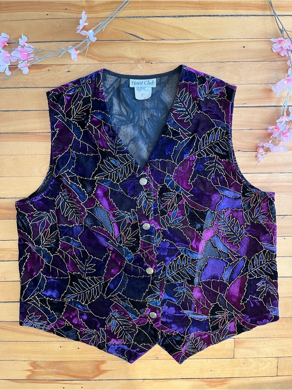 Vintage 90s Purple Jewel Toned Velvet Whimsigoth Vest 2xl